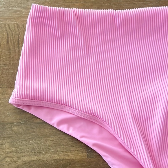 Charlie Holiday Ruby High-Waisted Bikini Bottoms Pink Ribbed NWOT - Picture 12 of 15